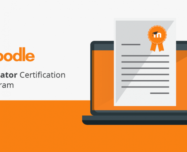 Alt="Laptop with a certificate over lay with orange and grey color scheme"